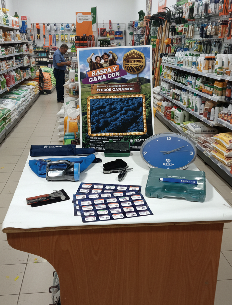 Caja de kit promocional de Corteva abierta con productos