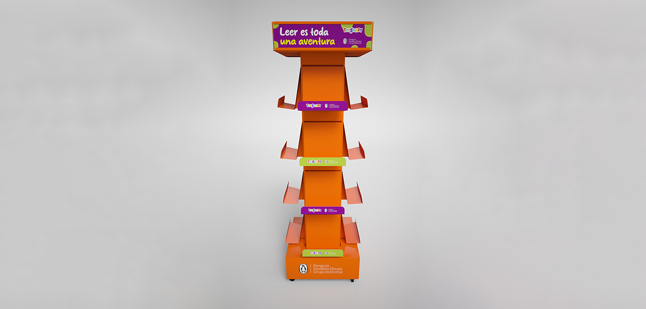 Vista frontal del librero con libros